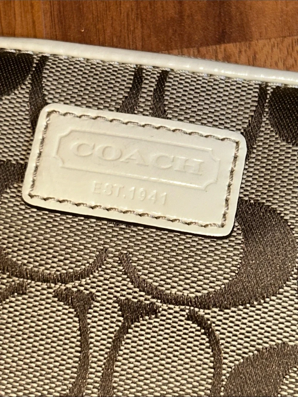 Coach Signature Canvas and Patent Logo Zipper Pouch